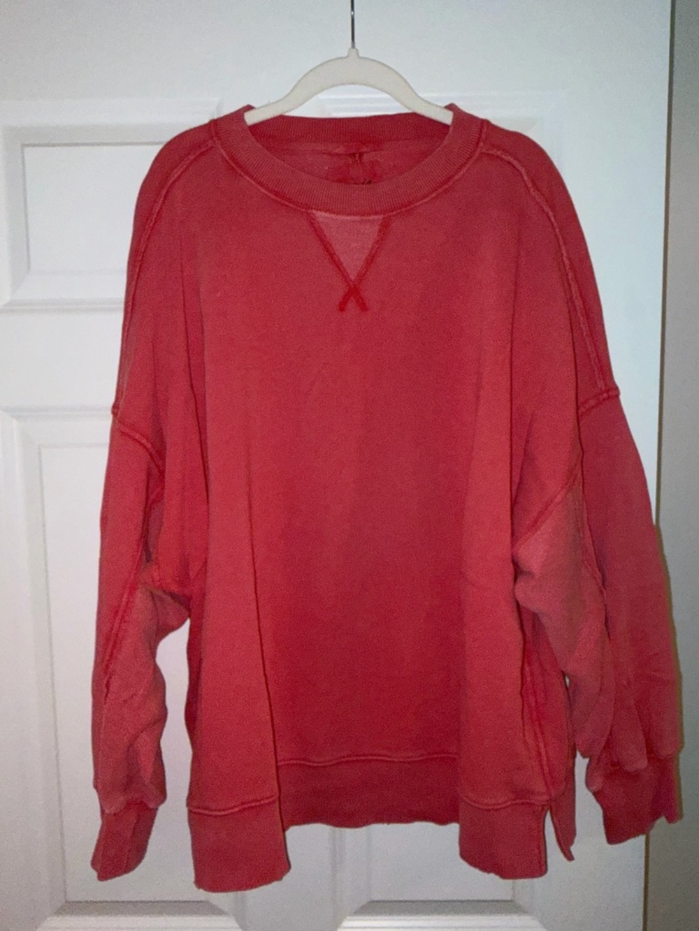 Aerie Washed Red Oversized Crewneck Sweatshirt XL